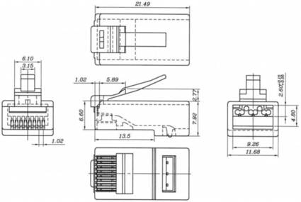 RJ45 Stecker, CAT 6A UTP ungeschirmt