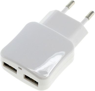 100-240V Ladegerät 2x USB 2Ah Weiß