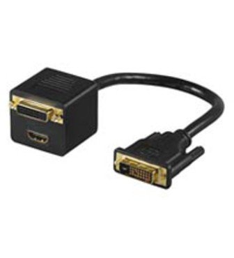 Y-Adapter 1x DVI-D Stecker > 1x HDMI Buchse + 1x DVI-D Buchse