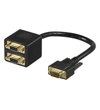 Y-Adapter 1x S-VGA Stecker > 2x S-VGA Buchse