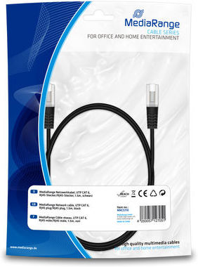 MediaRange Netzwerkkabel, UTP CAT 6, RJ45/RJ45, 1.5m, schwarz