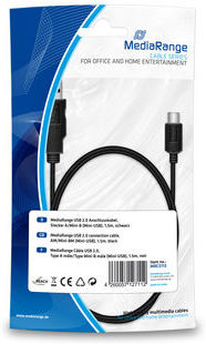 MediaRange USB 2.0 Anschlusskabel, Stecker A/Mini-B (Mini-USB), 1.5m, schwarz