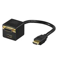 Y-Adapter 1x HDMI Stecker > 1x HDMI Buchse + 1x DVI-D Buchse